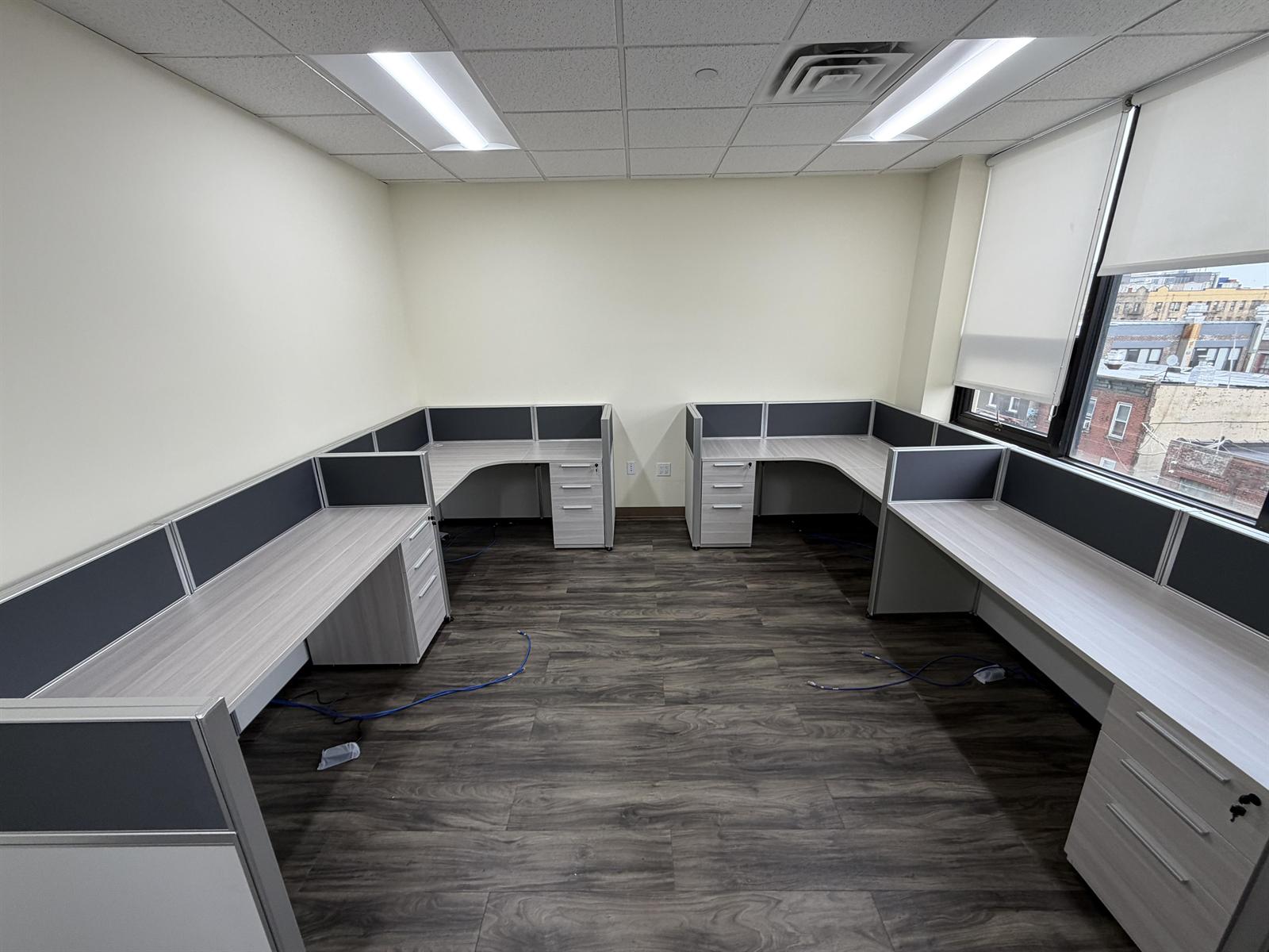 L-shaped workstation cubicles